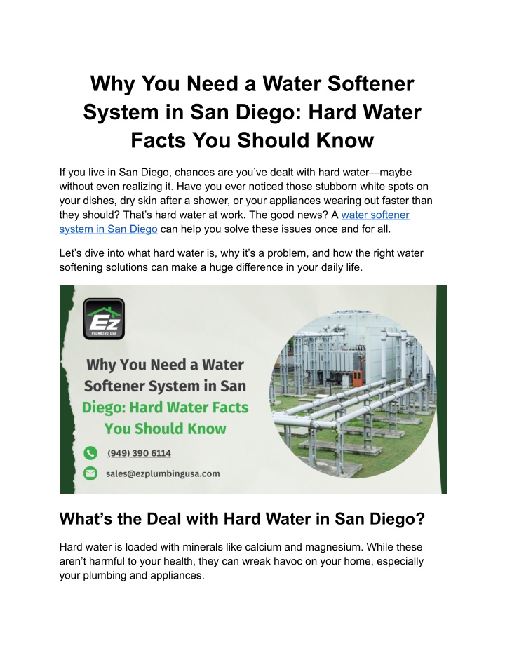 why you need a water softener system in san diego
