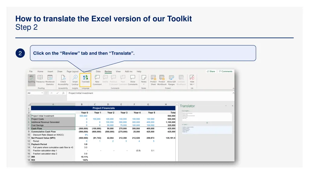 how to translate the excel version of our toolkit 1