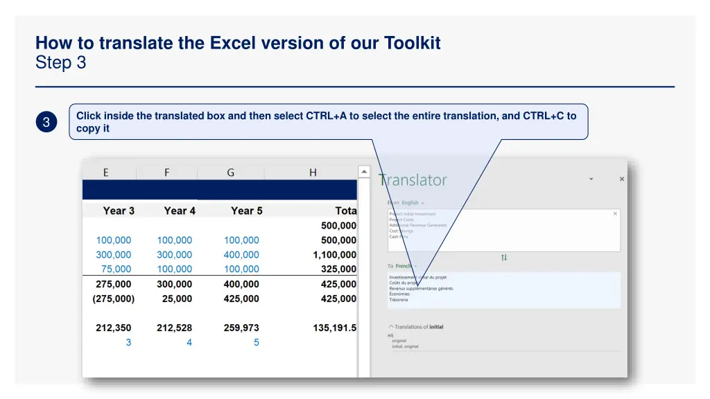 how to translate the excel version of our toolkit 2