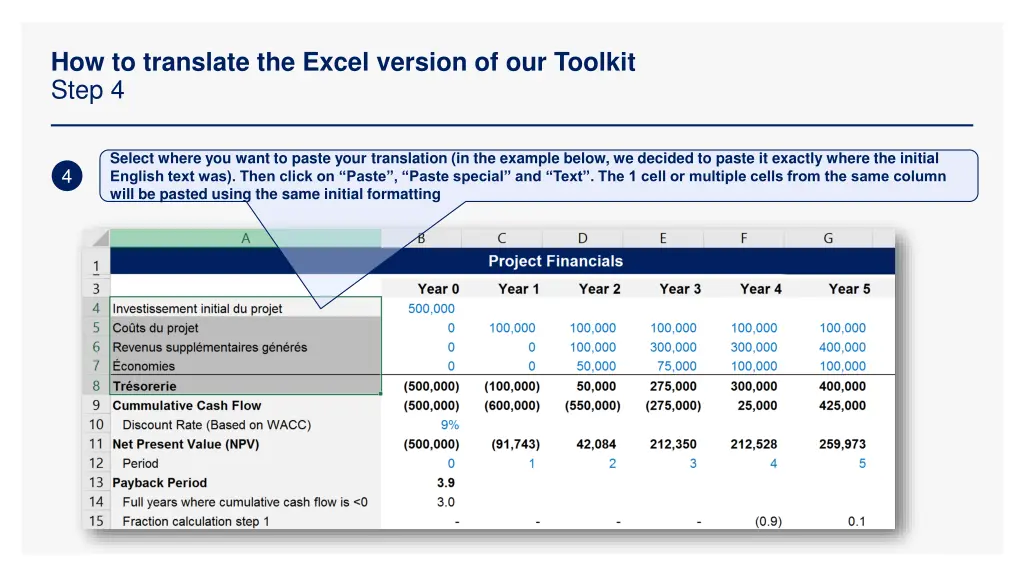 how to translate the excel version of our toolkit 3