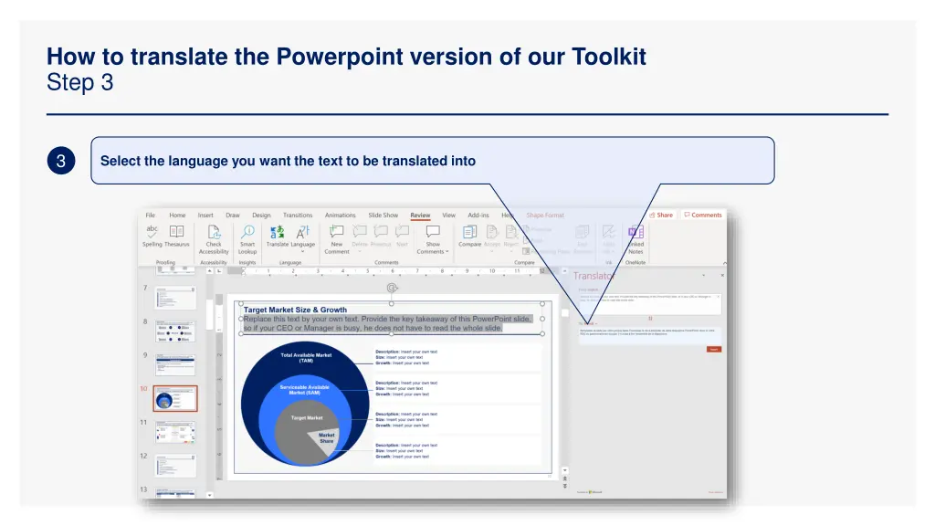 how to translate the powerpoint version 2