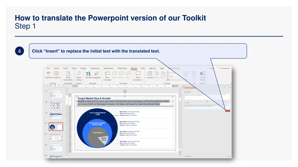 how to translate the powerpoint version 3