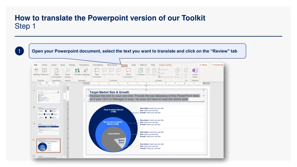 how to translate the powerpoint version