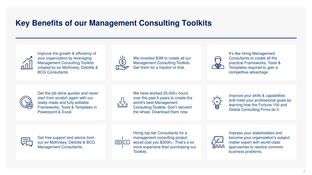 key benefits of our management consulting toolkits