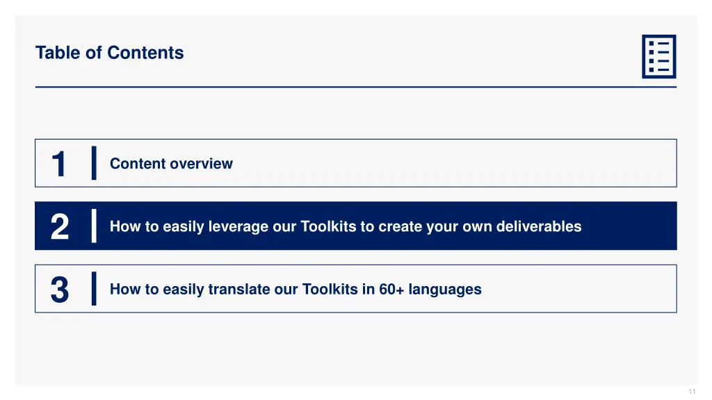 table of contents 1