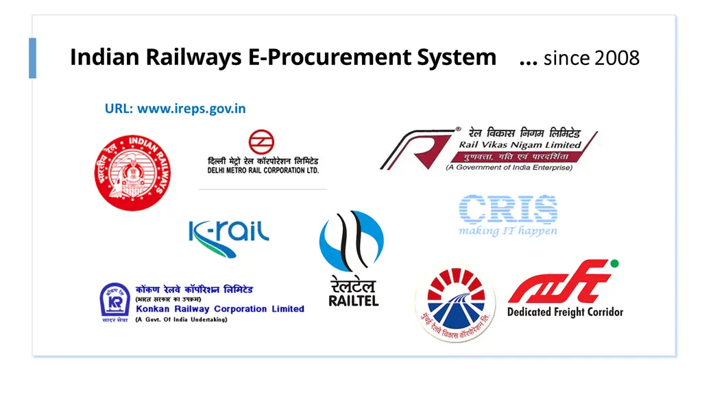 indian railways e procurement system since 2008