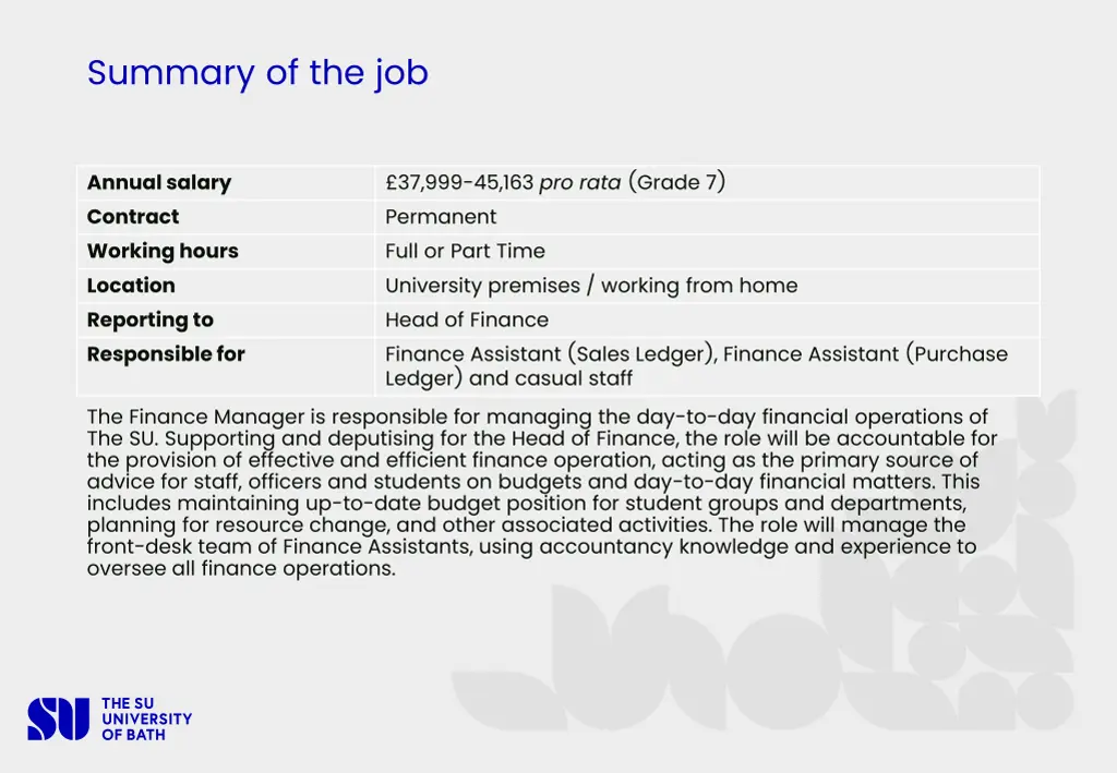 summary of the job