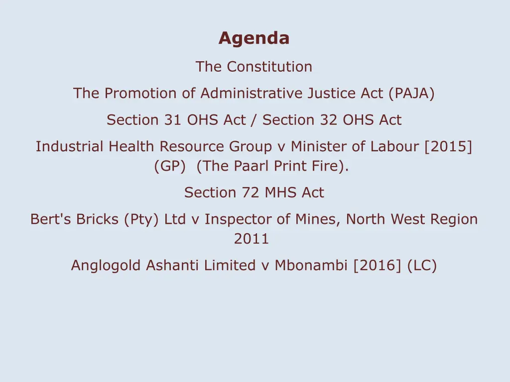 agenda