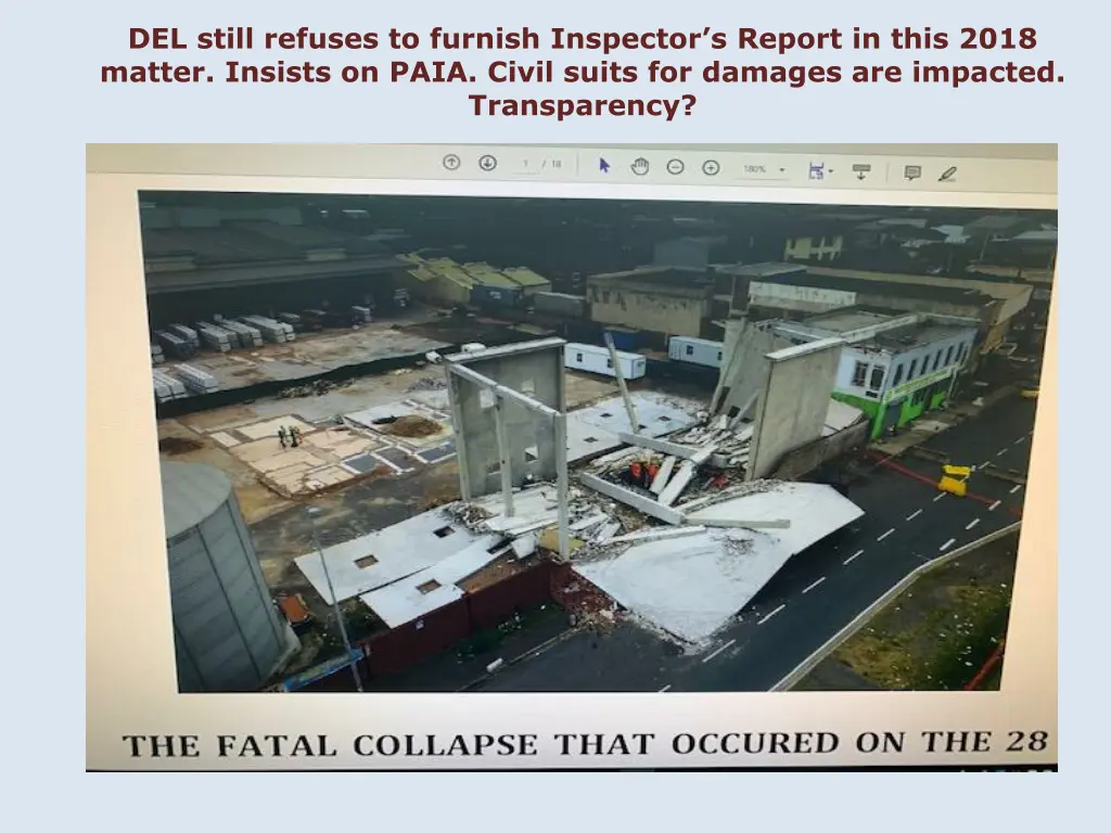 del still refuses to furnish inspector s report