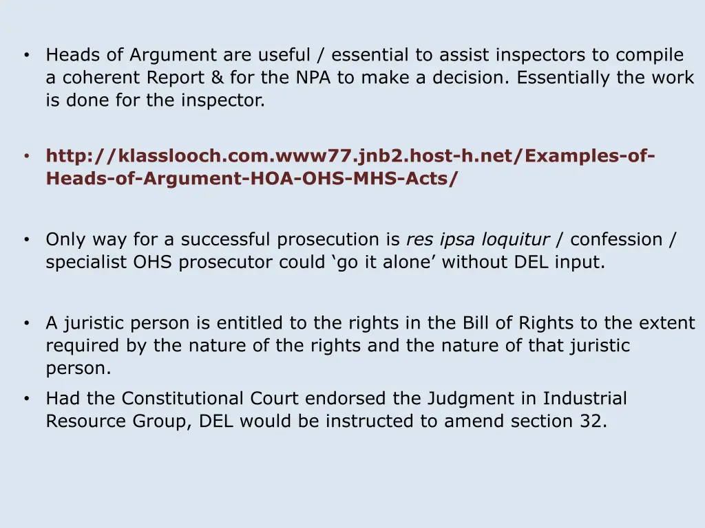 heads of argument are useful essential to assist