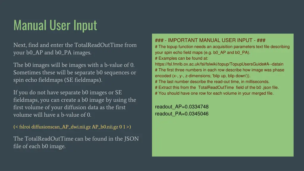 manual user input