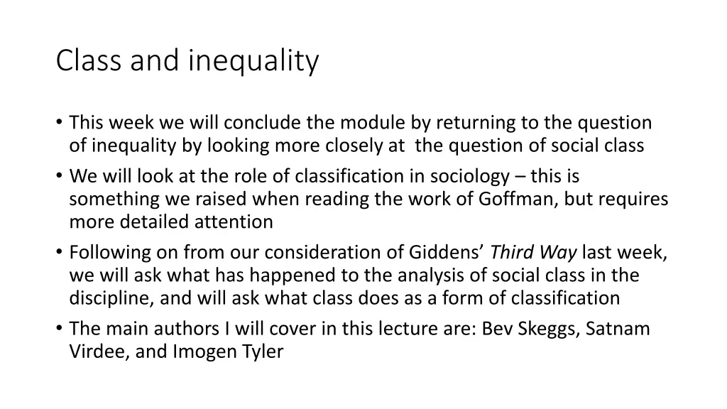 class and inequality