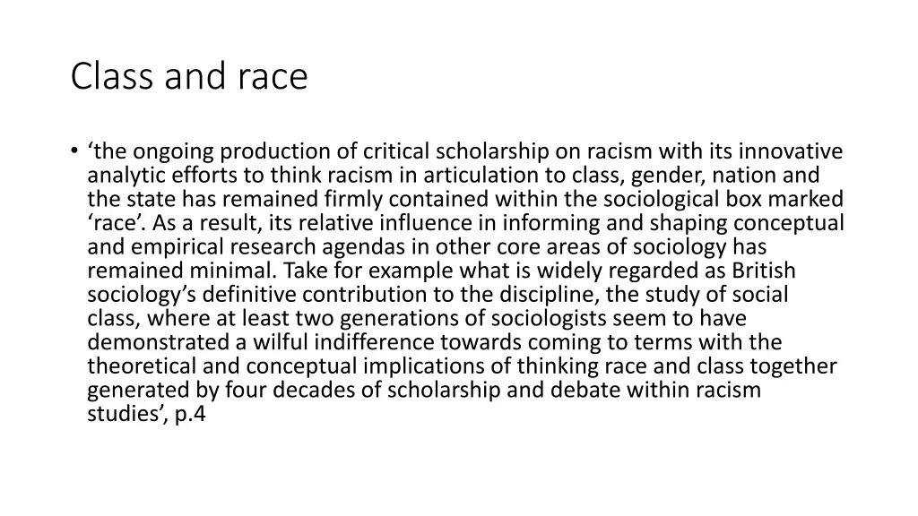 class and race