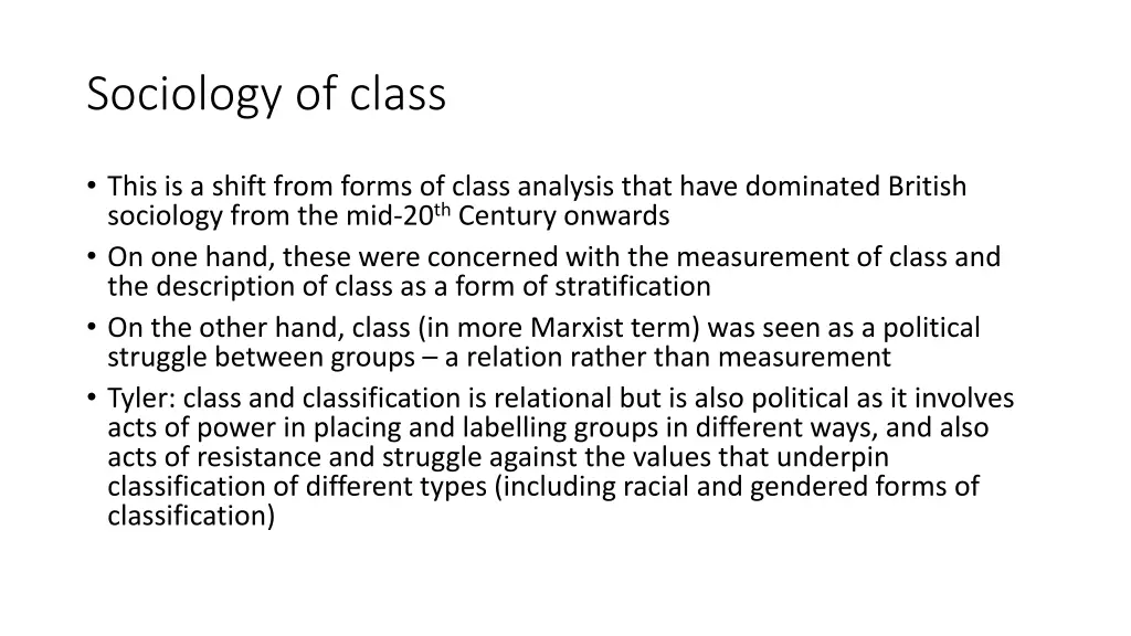 sociology of class