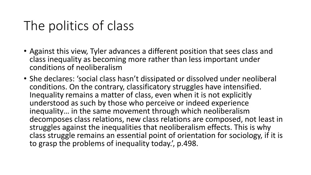 the politics of class