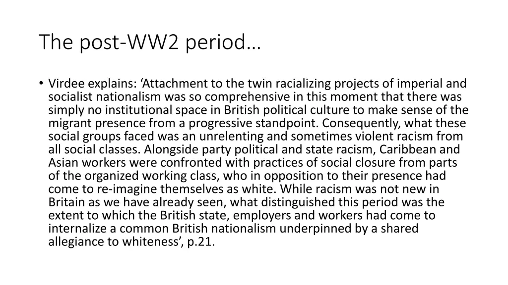 the post ww2 period