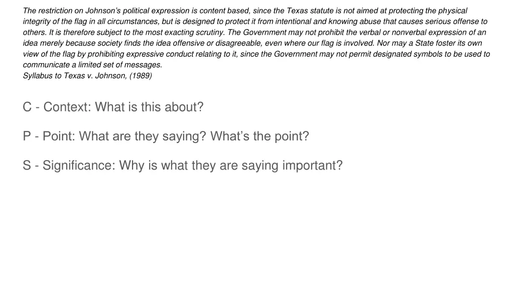 the restriction on johnson s political expression