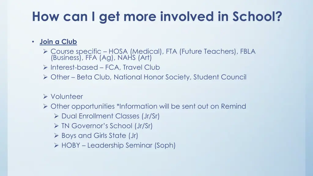 how can i get more involved in school