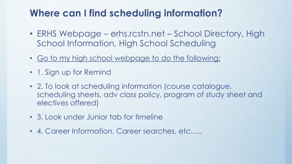 where can i find scheduling information