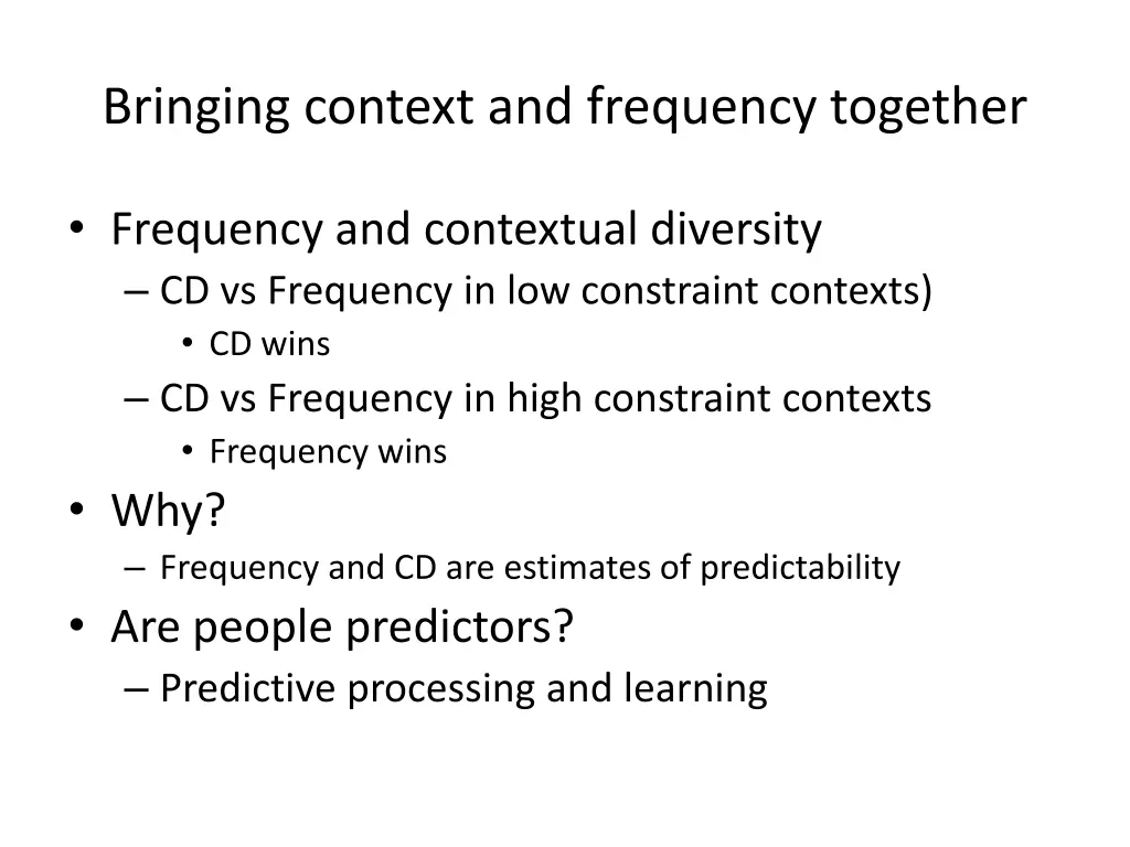 bringing context and frequency together