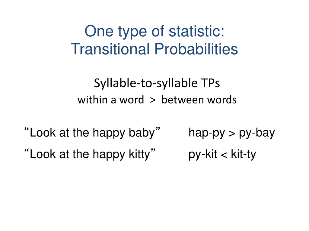 one type of statistic transitional probabilities