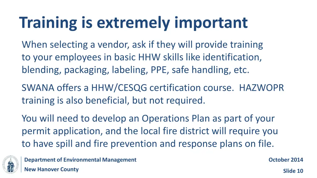 training is extremely important