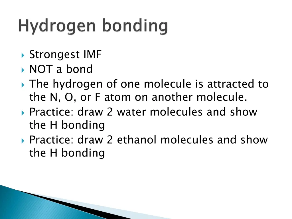 strongest imf not a bond the hydrogen