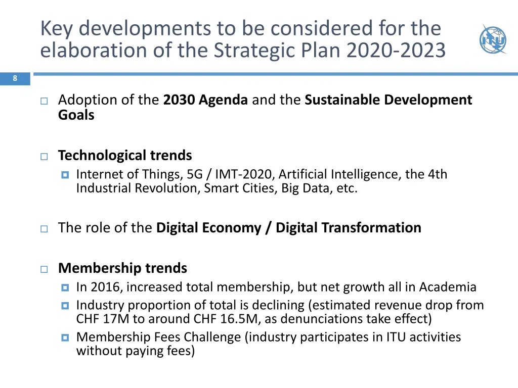 key developments to be considered