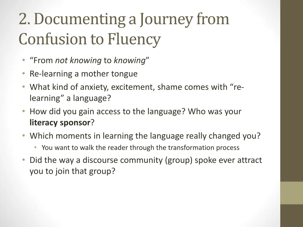 2 documenting a journey from confusion to fluency