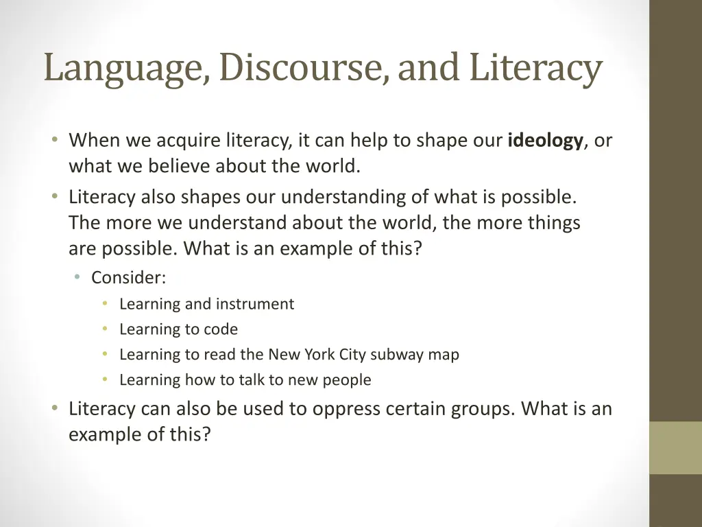 language discourse and literacy 4
