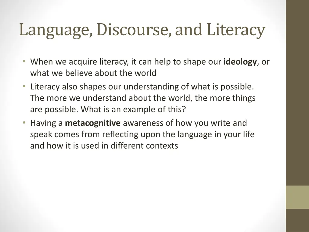 language discourse and literacy 6