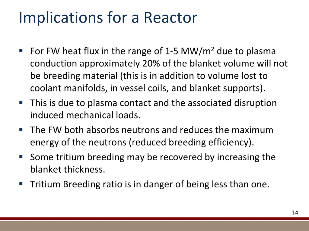 implications for a reactor