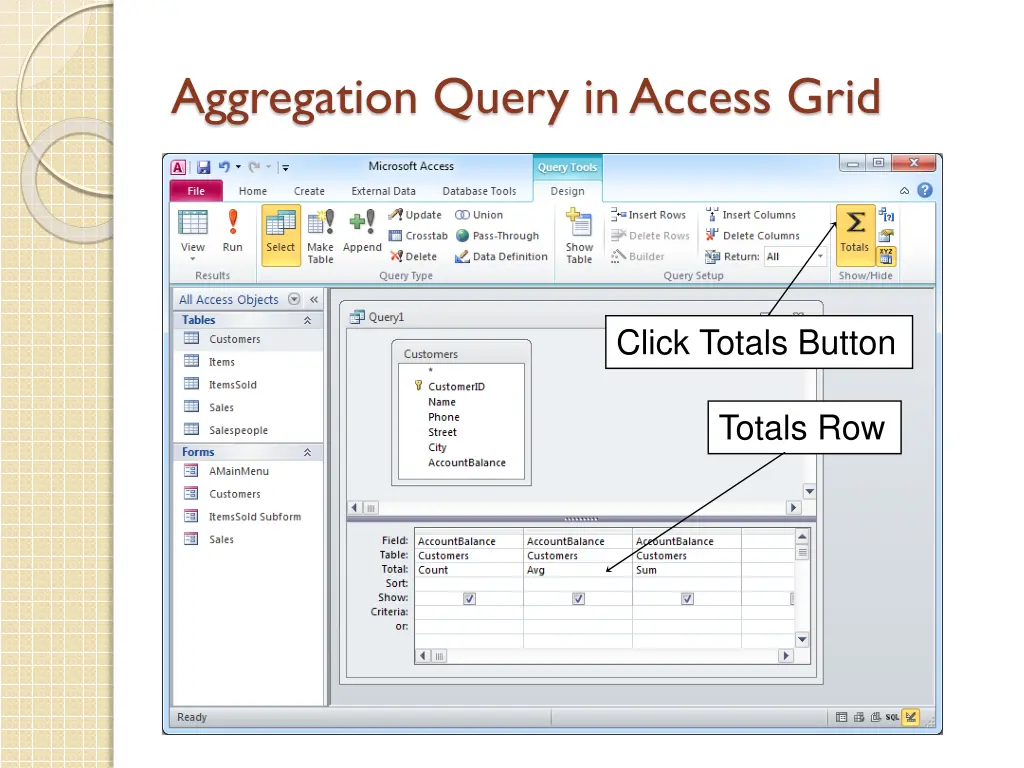 aggregation query in access grid