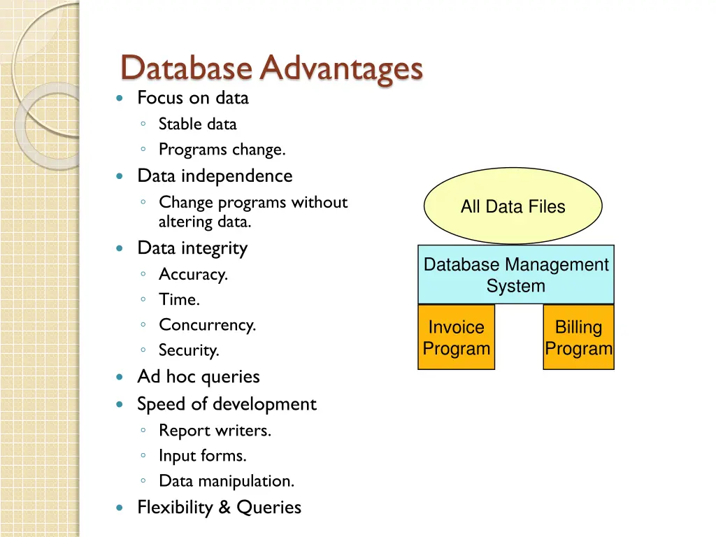 database advantages focus on data stable data