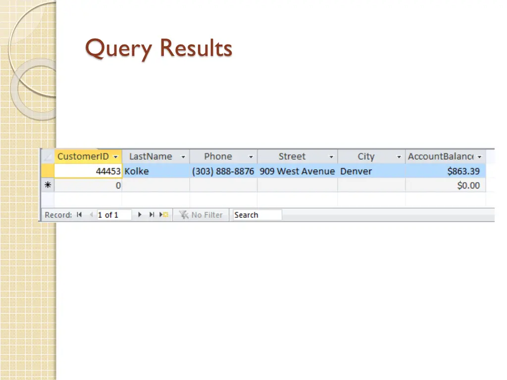 query results 1