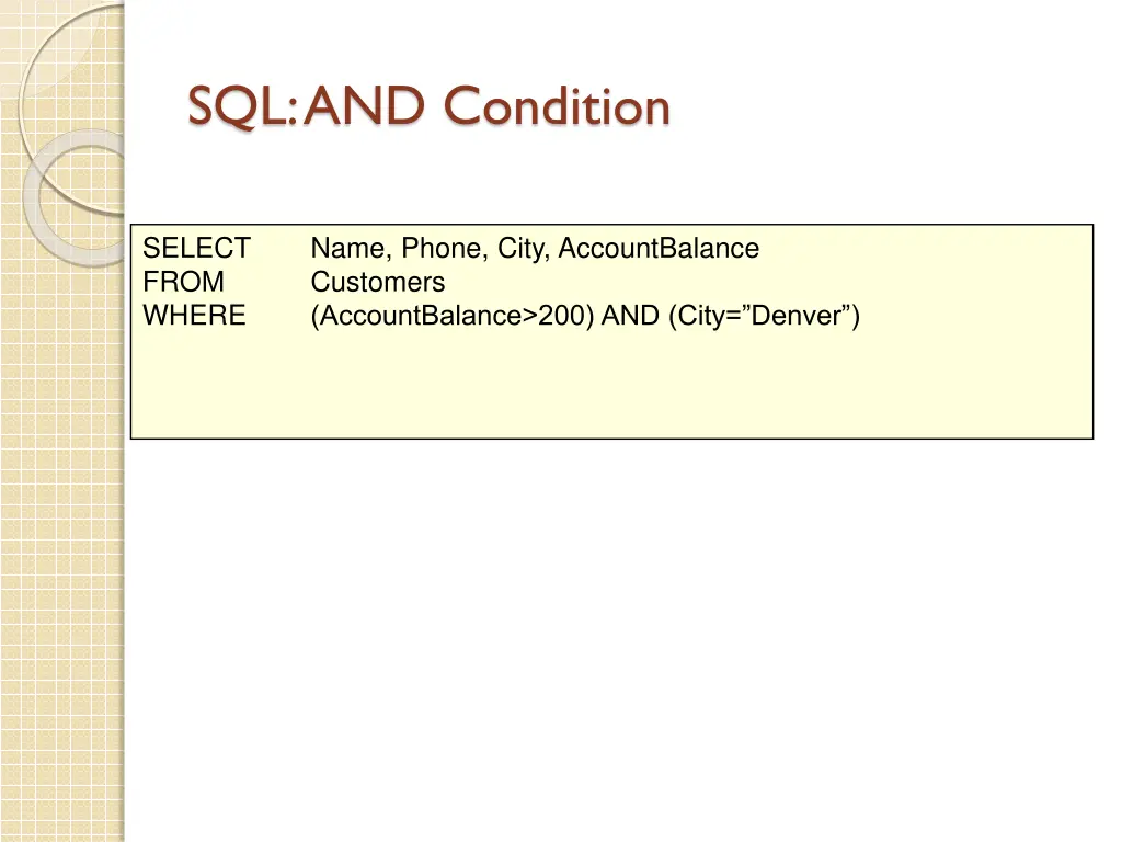 sql and condition