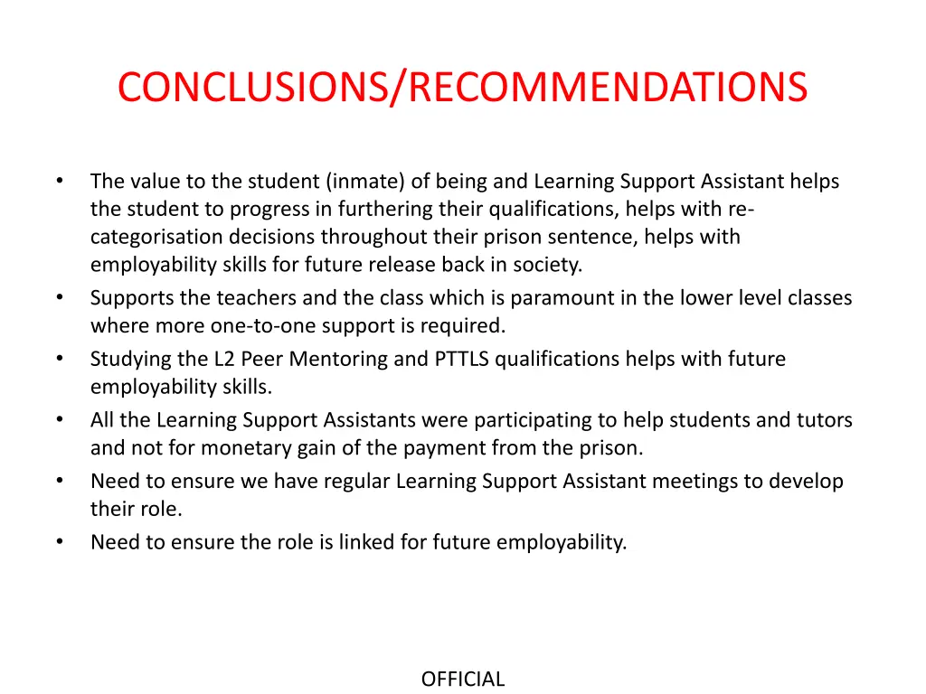 conclusions recommendations