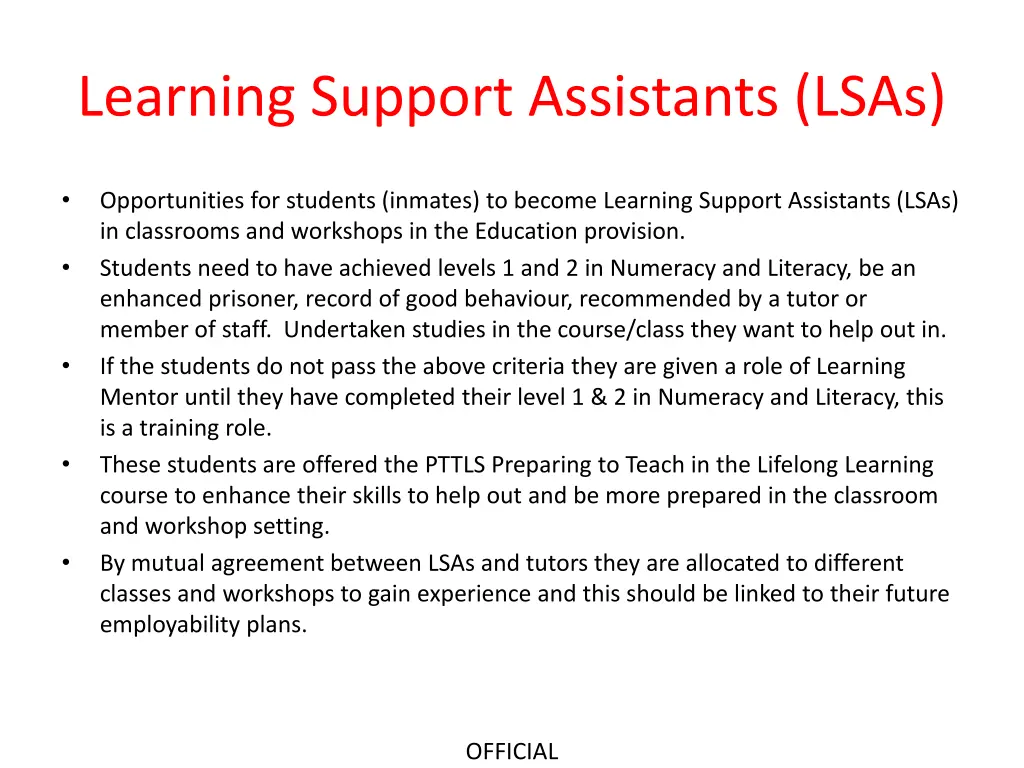 learning support assistants lsas
