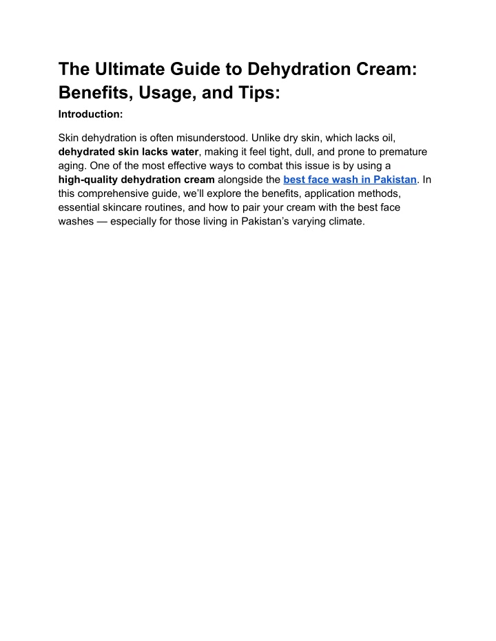the ultimate guide to dehydration cream benefits