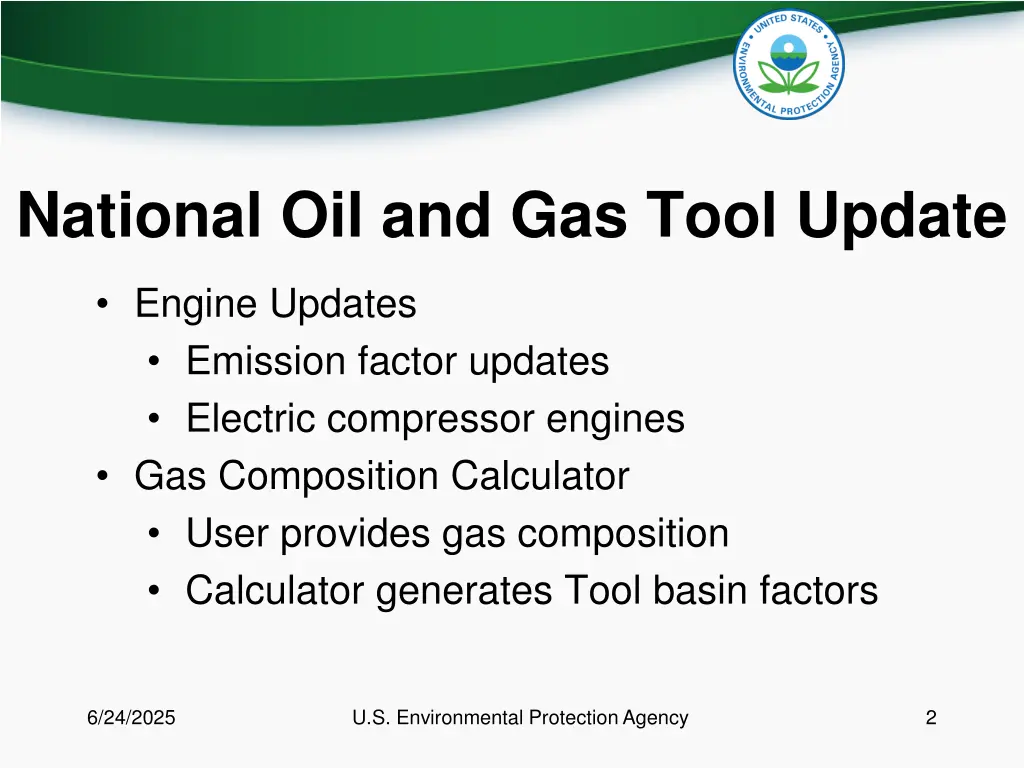 national oil and gas tool update 1