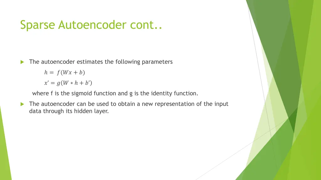 sparse autoencoder cont 1