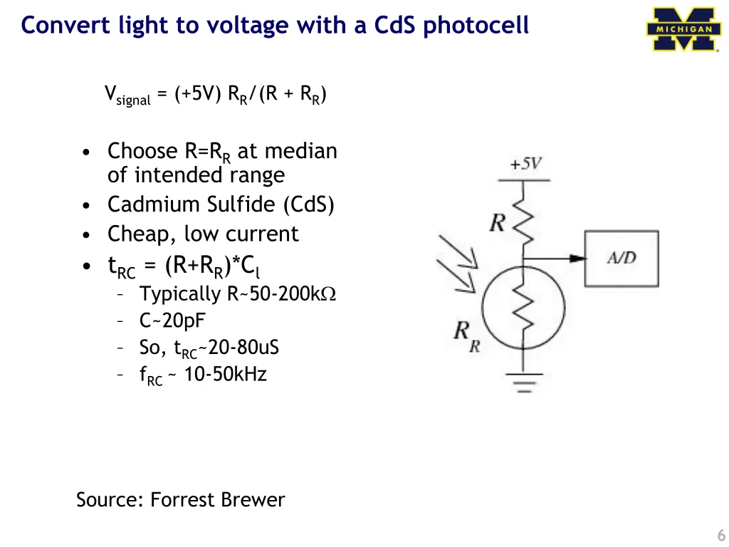 convert light to voltage with a cds photocell