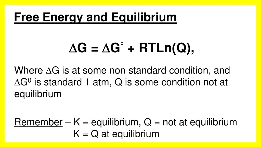 free energy and equilibrium