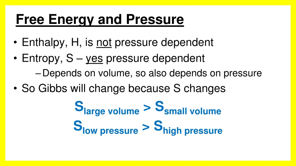 free energy and pressure