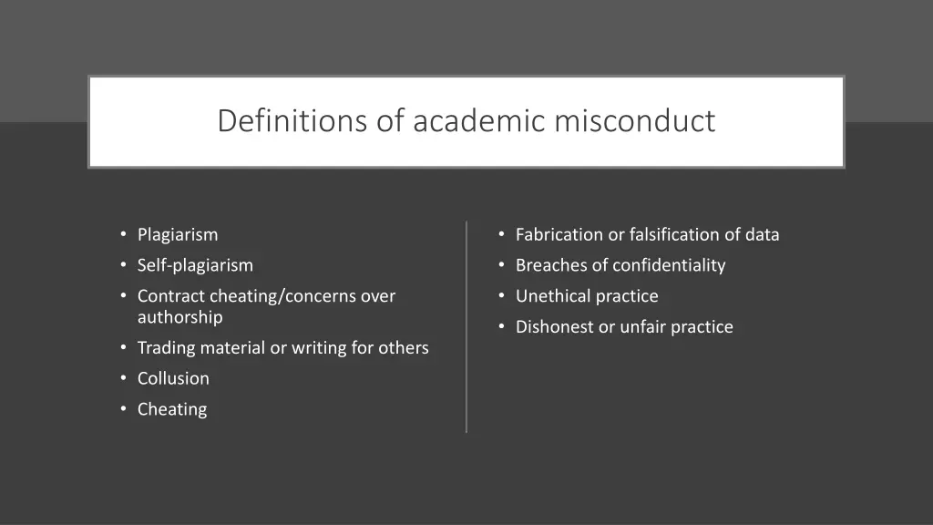 definitions of academic misconduct