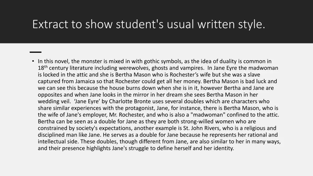 extract to show student s usual written style