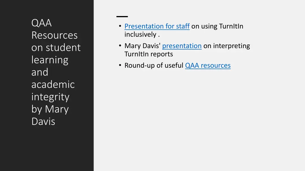 qaa resources on student learning and academic
