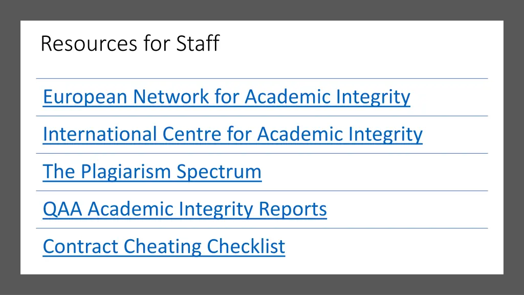 resources for staff