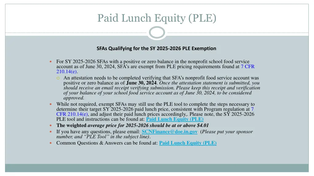 paid lunch equity ple 1