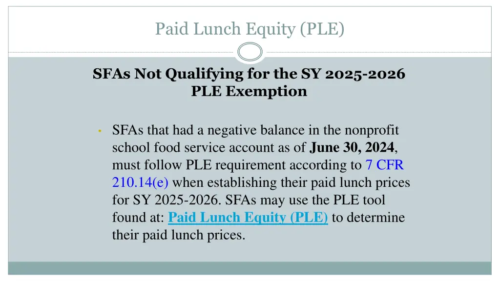 paid lunch equity ple 2